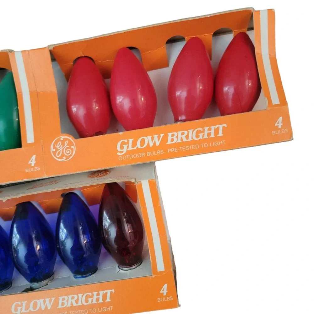 Lot of Vintage GE GLOW BRIGHT Christmas Bulbs C9-CC Outdoor MADE‎ IN USA